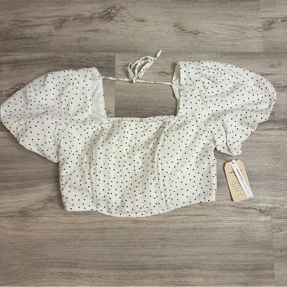 NWT Midnight Sky White Polka Dot Women's Top size Large - Picture 2 of 8